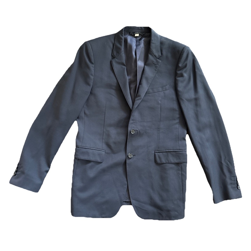 Burberry London Blazer Men 40R Navy Wool Sport Coat Made in Italy IT 50R